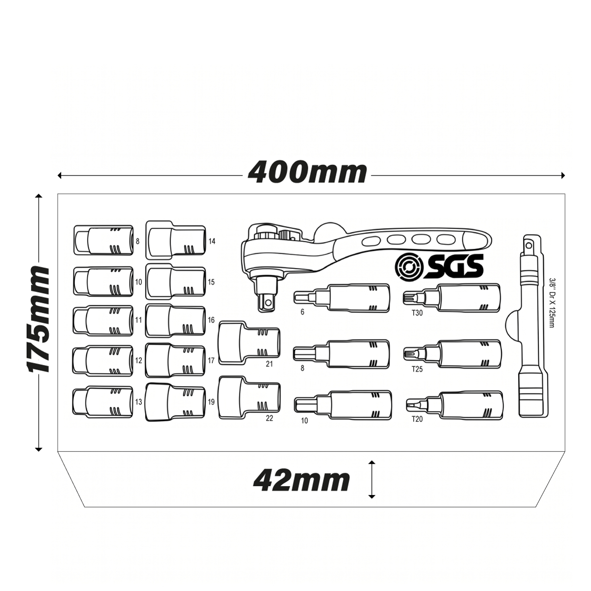 SGS 20pc 3/8in Drive VDE Insulated Socket Set | Foam Insert